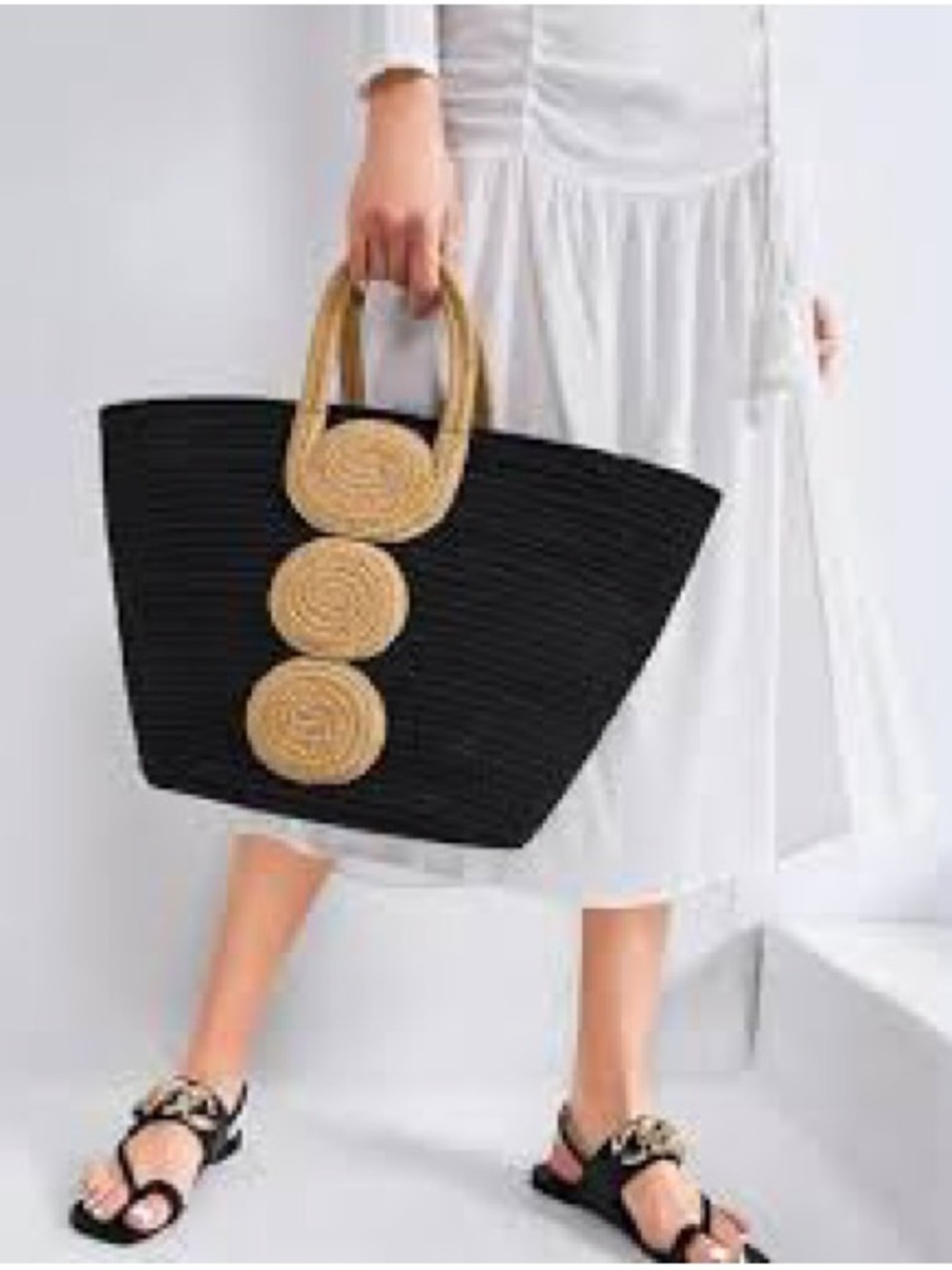 Black and Tan crochet Tote Bag